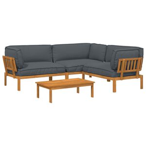 vidaXL Set di divani 4 pz Antracite Legno di Acacia Massello