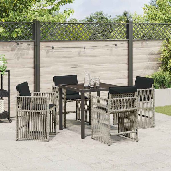 vidaXL Set da Pranzo per Giardino 5 pcs Grigio chiaro polyrattan