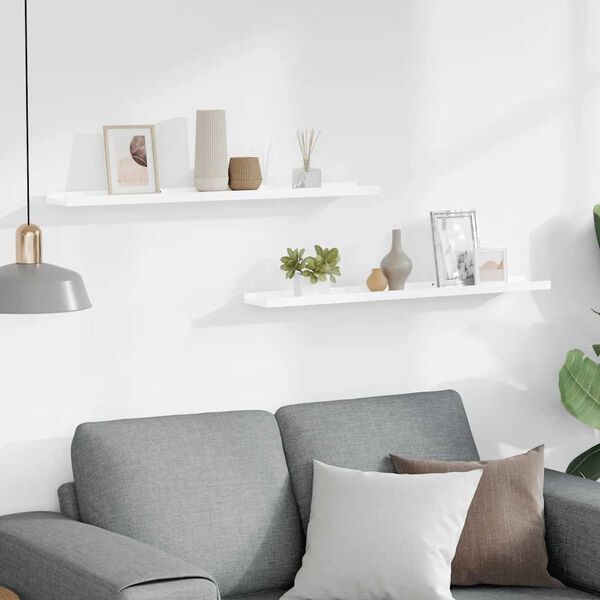 vidaXL Mensole da Parete 2 pz Bianco Lucido 80x9x3 cm