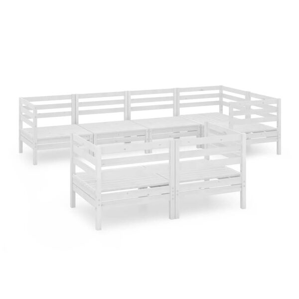 vidaXL Set Salotto da Giardino 7 pz in Legno Massello di Pino Bianco