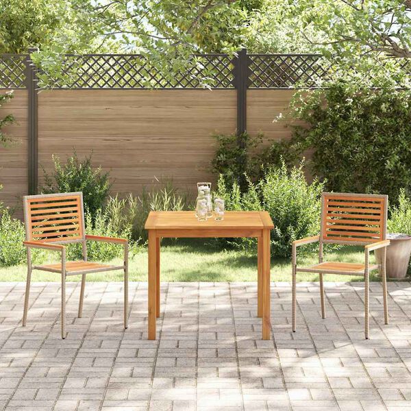 vidaXL Set da Pranzo per Giardino 3 pcs Beige Poly Rattan