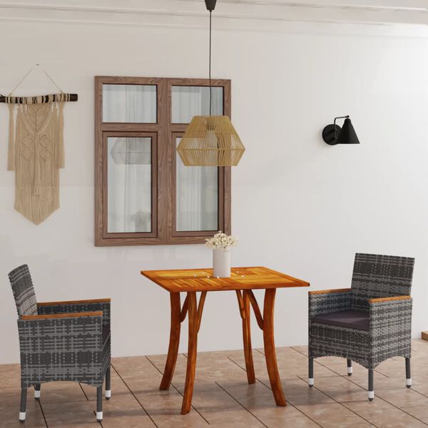 vidaXL Set Mobili da Pranzo per Giardino 3 pz Grigio