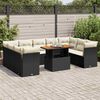 vidaXL Set Divani da Giardino 10pz con Cuscini in Polyrattan Nero