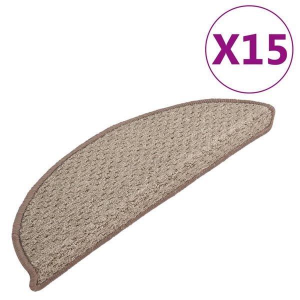 vidaXL Tappetini per Scale 15 pz Marroni 65x21x4 cm