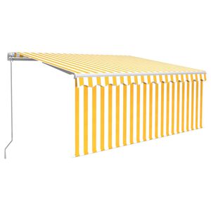 vidaXL Tenda Sole Retrattile Manuale Parasole LED 3x2,5m Gialla Bianca