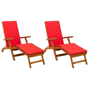 vidaXL Lettino prendisole reclinabile e pieghevole 2 pcs Rosso