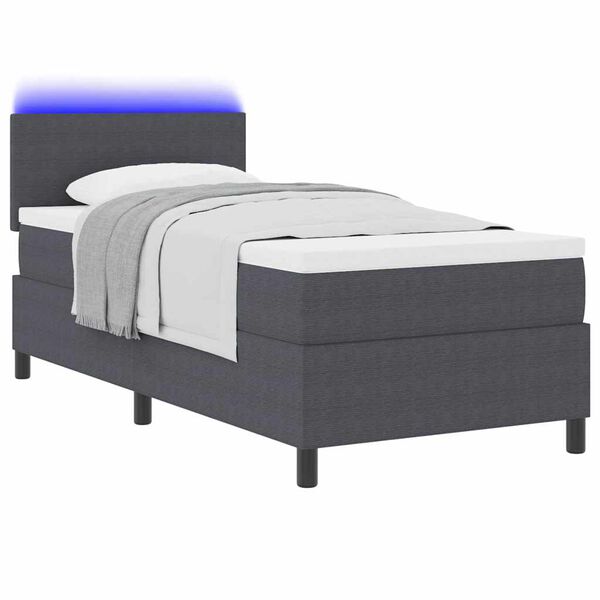 vidaXL Letto a Sorgente LED Grigio Scuro e Bianco 90 x 190 cm
