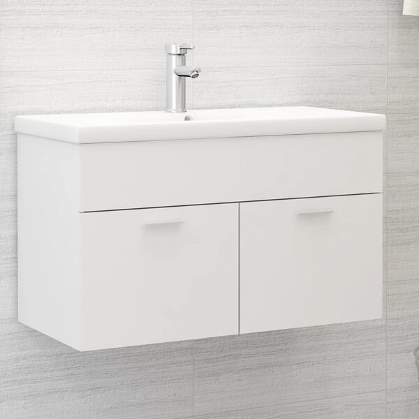 vidaXL Mobile con Lavabo Integrato Bianco in Legno Multistrato