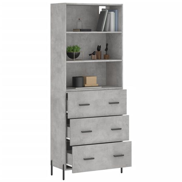 vidaXL Credenza Grigio Cemento 69,5x34x180 cm in Legno Multistrato