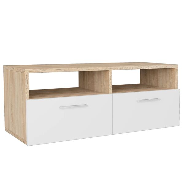 vidaXL Mobili TV 2 pz in Legno Multistrato 95x35x36 cm Rovere e Bianco