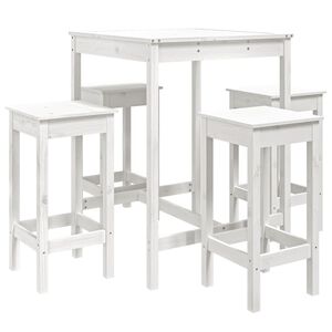 vidaXL Set Bar da Giardino 5 pz Bianco in Legno Massello di Pino