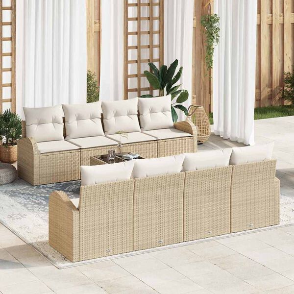 vidaXL Set Divano da Giardino Beige 55 x 55 x 37 cm polyrattan