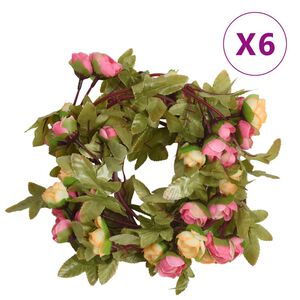vidaXL Ghirlande Fiori Artificiali Natale 6 pz Rosa 215 cm