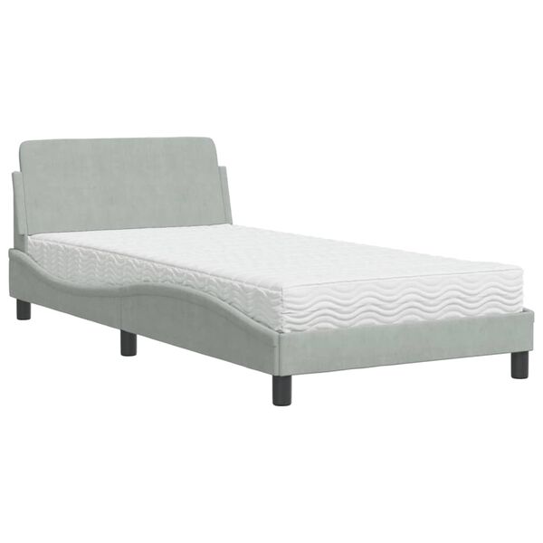 vidaXL Letto con Materasso Dover Grigio Chiaro 100x200 cm in Velluto