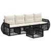 vidaXL Set Divano da Giardino 5 pz Nero e Bianco Crema polyrattan