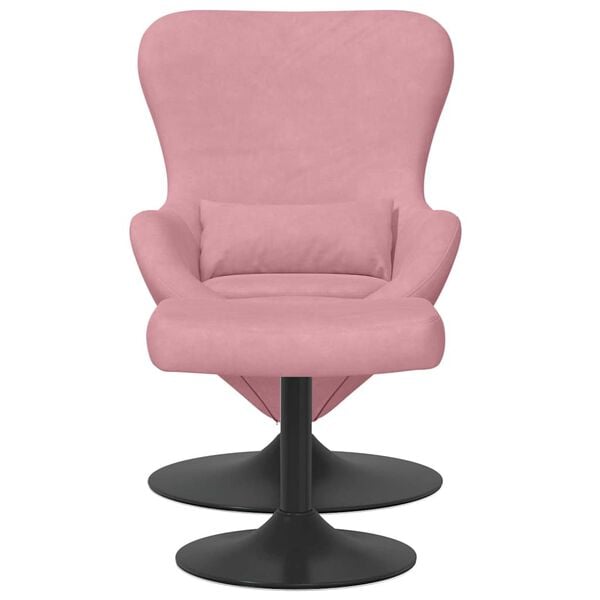 vidaXL Sedia Egg con Pouf Rosa Velluto