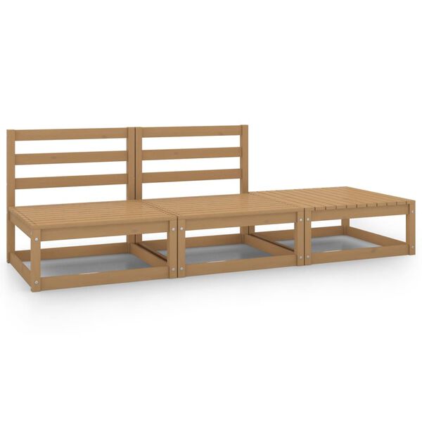 vidaXL Set Salotto da Giardino 3 pz Ambra in Legno Massello di Pino
