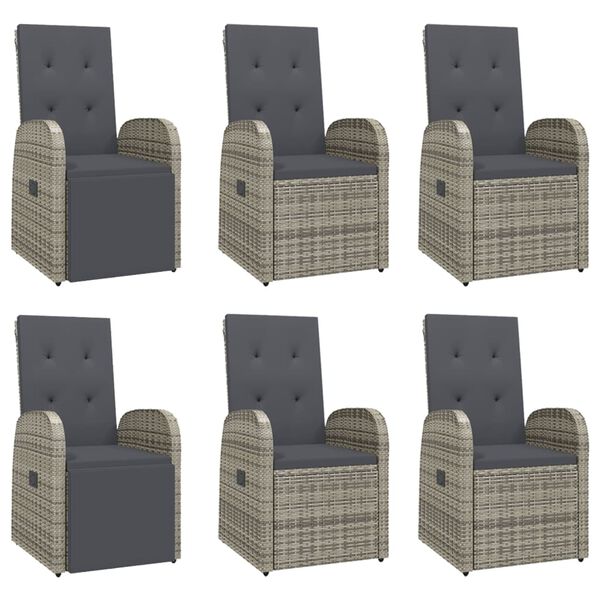 vidaXL Set da Pranzo da Giardino 7 pz con Cuscini in Polyrattan Grigio