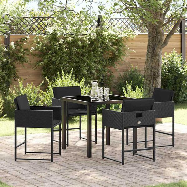 vidaXL Set da Pranzo per Giardino 5 pcs Nero polyrattan