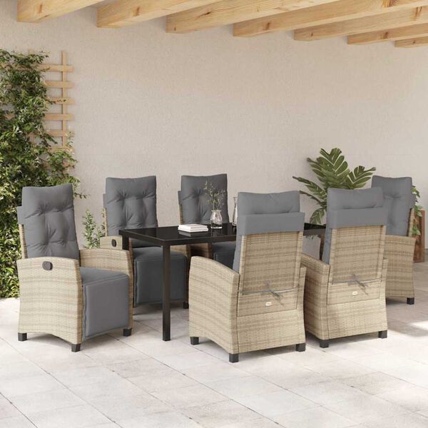 vidaXL Set da Pranzo per Giardino 7 pcs Beige polyrattan