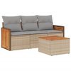 vidaXL Set Divano da Giardino 4 pz con Cuscini Beige in Polyrattan