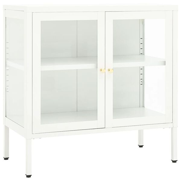 vidaXL Credenza Bianca 70x35x70 cm in Acciaio e Vetro