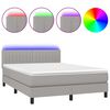 vidaXL Letto a Molle Materasso e LED Grigio Chiaro 140x200 cm Tessuto