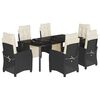 vidaXL Set da Pranzo da Giardino 7 pz Nero con Cuscini in Polyrattan