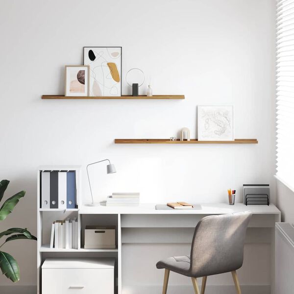 vidaXL Scaffale da parete con lo scaffale 2 pcs Marrone 115 x 9 x 3 cm