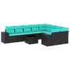 vidaXL Set Divani da Giardino 10 pz con Cuscini Nero in Polyrattan