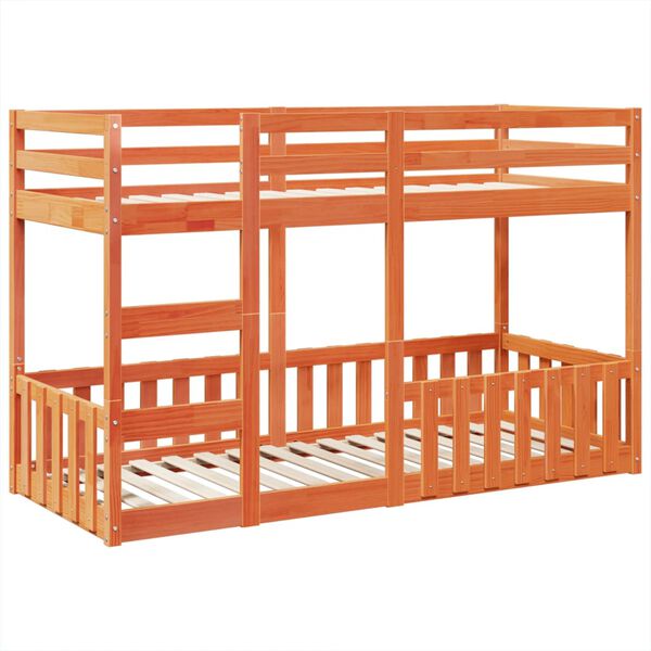 vidaXL Letto a Castello Marrone Cera 90x190 cm in Legno di Pino