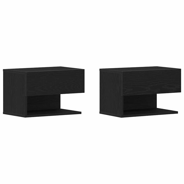 vidaXL Armadio da Notte con cassetto 2 pcs Rovere Nero 46 x 30 x 30 cm