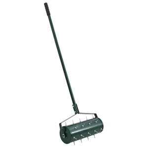 vidaXL Rullo per Prato da Tirare con Pinze Aeratore Verde 128 x 38 cm
