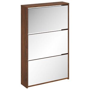 vidaXL Scarpiera con Specchio a 3 Livelli Rovere marrone 63x17x102,5cm