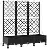 vidaXL Vaso da giardino con grigliato e ruote Nero 120 x 40 x 131,5 cm