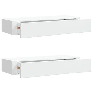 vidaXL Scaffali con Cassetti da Parete 2 pz Bianchi 60x23,5x10 cm MDF