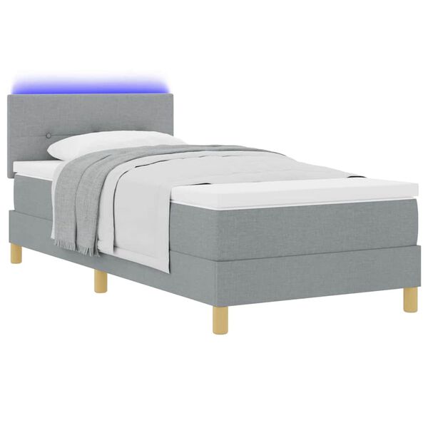 vidaXL Letto a Sorgente LED Grigio chiaro 100 x 200 cm Tessuto