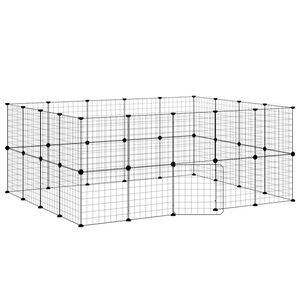 vidaXL Gabbia per Animali 36 Pannelli con Porta Nera 35x35 cm Acciaio