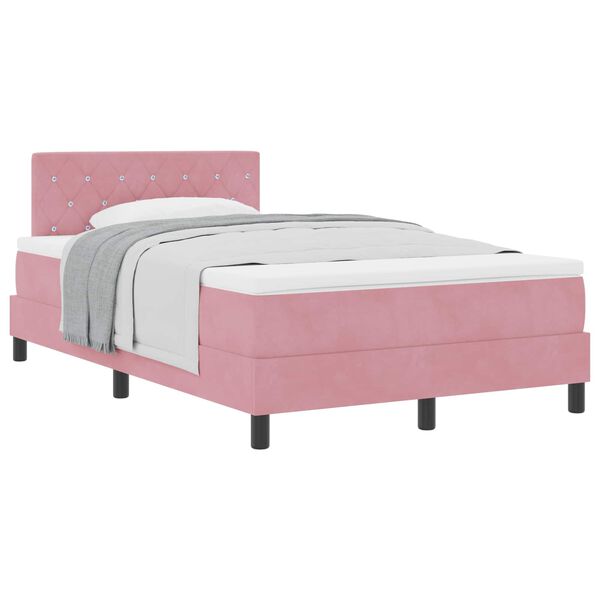 vidaXL Letto a molle con materasso Rosa 120 x 190 cm Velluto