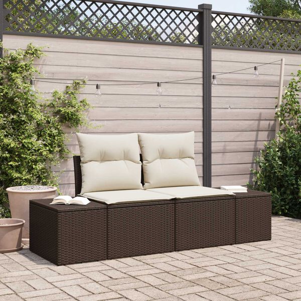 vidaXL Divano da giardino Marrone 123 x 62 x 69cm polyrattan