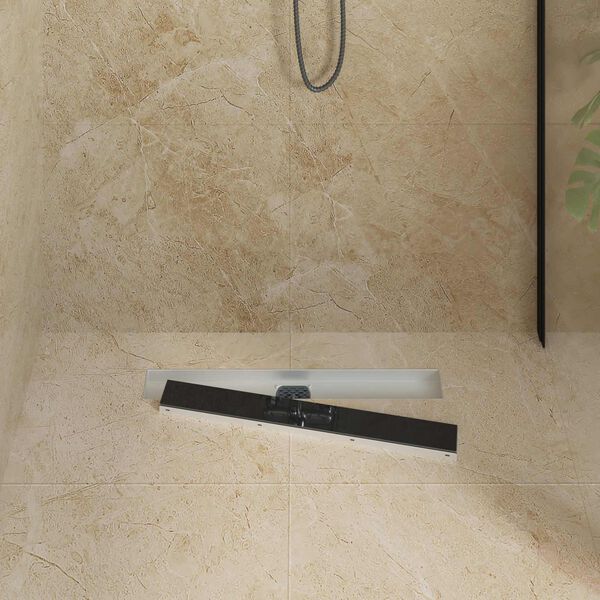 vidaXL Scarico doccia con copertura in vetro e sifone a 360&deg; 60 cm