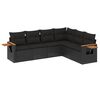 vidaXL Set Divano da Giardino 6 pz con Cuscini Nero in Polyrattan