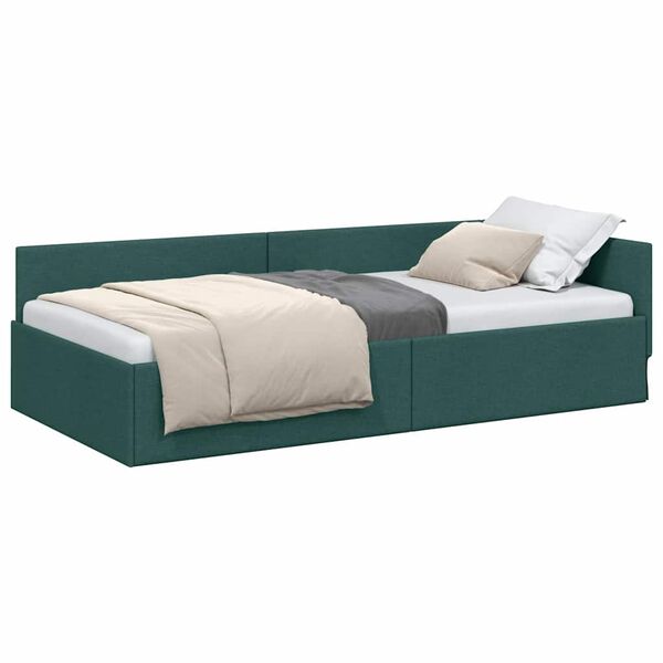 vidaXL Cornice del letto ad angolo Verde Scuro 90 cm x 200 cm Velluto