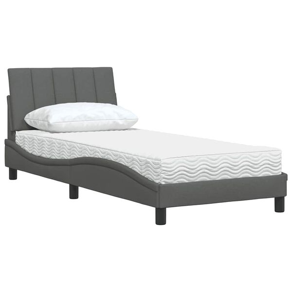 vidaXL Letto con Materasso Hanko Grigio Scuro 90x200 cm in Tessuto