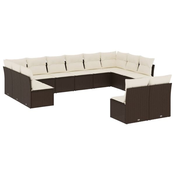vidaXL Set Divani da Giardino 12 pz con Cuscini Marrone in Polyrattan