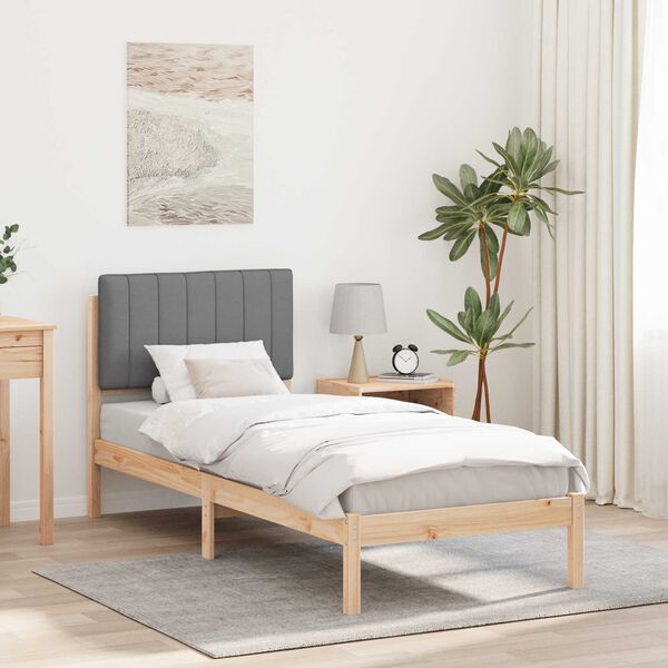 vidaXL Letto con Testiera Rivestita Grigio chiaro 75 x 190 cm
