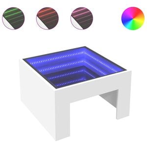 vidaXL Tavolino da Salotto con LED Infinity Bianco 50x50x30 cm