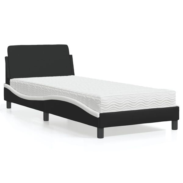 vidaXL Letto con Materasso Dover Nero e Bianco 90x190 cm in Similpelle