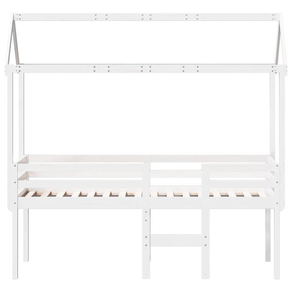 vidaXL Letto a Soppalco con Tetto Bianco 80x200 cm in Legno di Pino