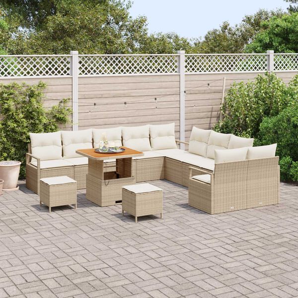 vidaXL Set Divano da Giardino con cuscino 13 pcs Beige e Crema